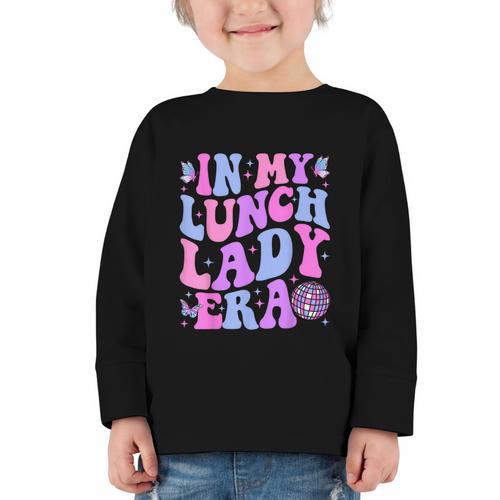 Groovy In My Lunch Lady Era Cafeteria Back To School Graphic Toddler Long Sleeve Tee - Savourry