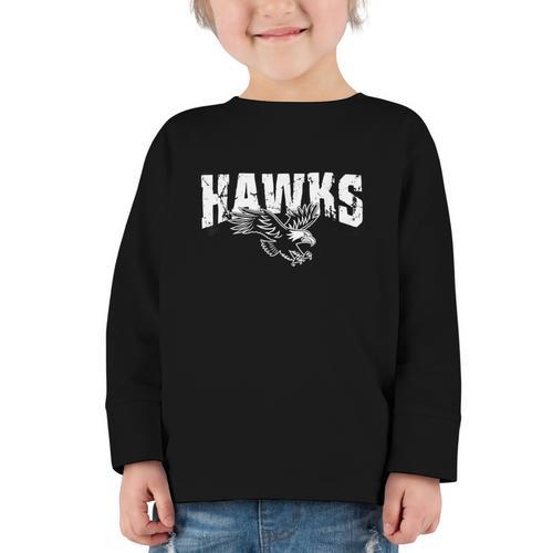Hawks Back To School Spirit Graphic Toddler Long Sleeve Tee - Savourry