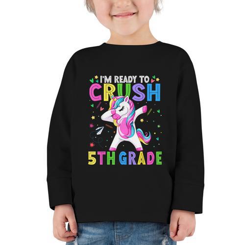 I'm Ready For Fifth Grade Back To School 5th Grade Girls Graphic Toddler Long Sleeve Tee - Savourry