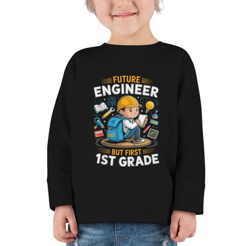 Kids Future Engineer 1st Grade Student Back To School Boys Kid Graphic Toddler Long Sleeve Tee - Savourry