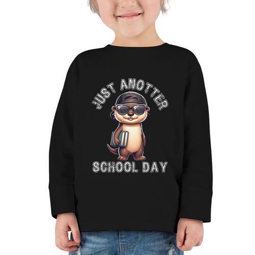 Kids Just Anotter School Day Otter Boys First Day Back To School Graphic Toddler Long Sleeve Tee - Savourry