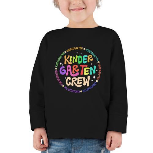 Kindergarten Crew Team Back To School 1st Day Of School Graphic Toddler Long Sleeve Tee - Savourry