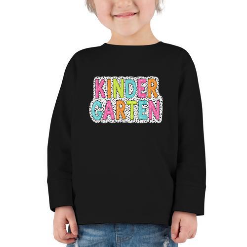 Kindergarten Dalmatian Dots Dream Team Back To School Graphic Toddler Long Sleeve Tee - Savourry