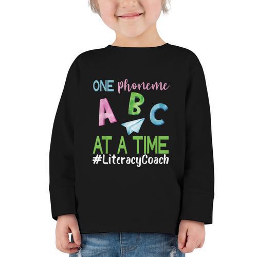 Literacy Coach Phoneme ABC Appreciation Back To School Graphic Toddler Long Sleeve Tee - Savourry