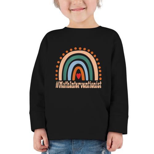 Math Interventionist Rainbow Appreciation Day Back To School Graphic Toddler Long Sleeve Tee - Savourry