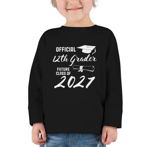 Official 12th Grader Future Class Of 2027 Back To School Graphic Toddler Long Sleeve Tee - Savourry
