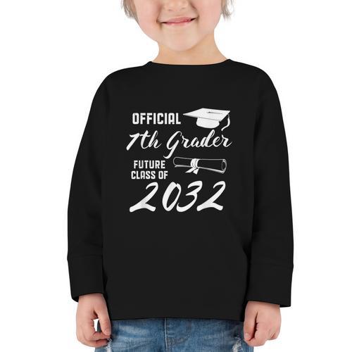 Official 7th Grader Future Class Of 2032 Back To School Graphic Toddler Long Sleeve Tee - Savourry