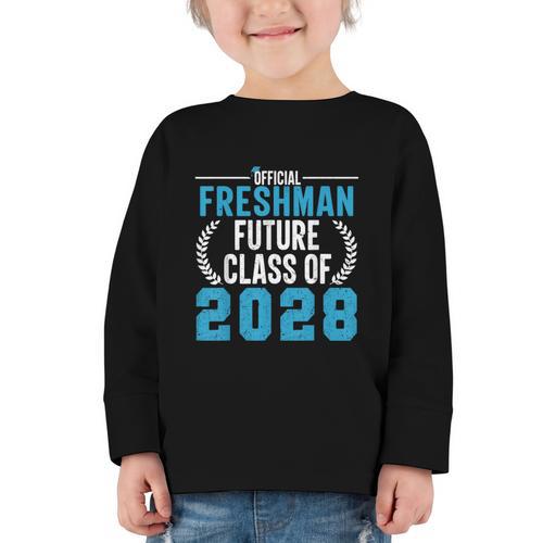 Official Freshman Future Class Of 2028 Back To School Graphic Toddler Long Sleeve Tee - Savourry