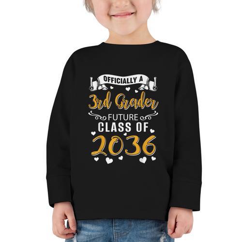 Officially a 3rd Grader Future Class Of 2036 Back To School Graphic Toddler Long Sleeve Tee - Savourry