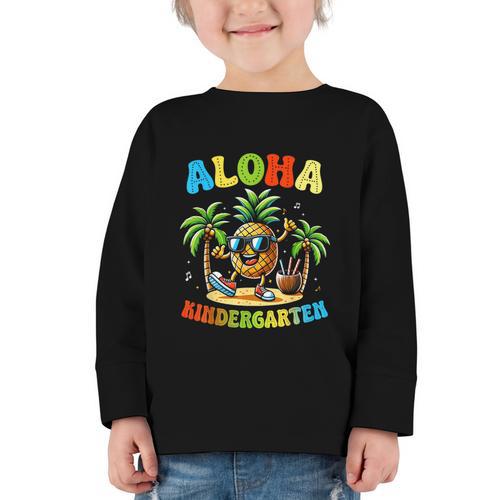 Pinapple Beach Back To School Day Aloha Kindergarten Graphic Toddler Long Sleeve Tee - Savourry