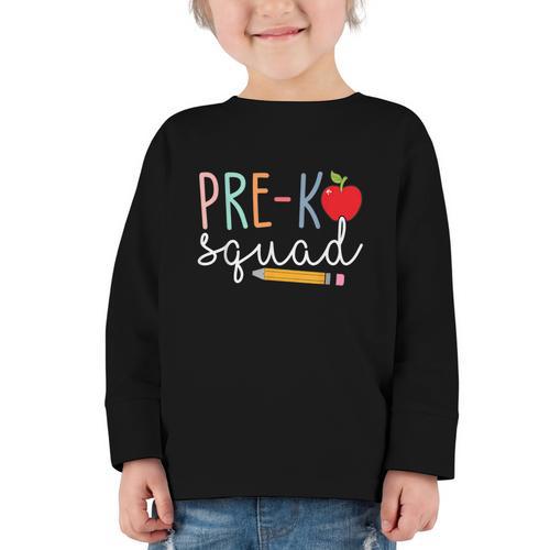 Pre-K Squad Tshirt Pre-K Back To School Graphic Toddler Long Sleeve Tee - Savourry