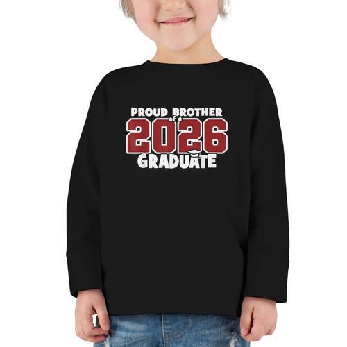Proud Brother Of 2026 Graduate Matching Back To School M Graphic Toddler Long Sleeve Tee - Savourry