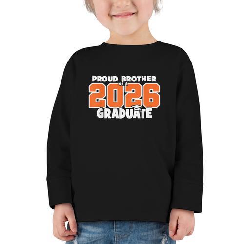 Proud Brother Of 2026 Graduate Matching Back To School O Graphic Toddler Long Sleeve Tee - Savourry