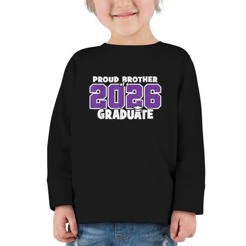 Proud Brother Of 2026 Graduate Matching Back To School P Graphic Toddler Long Sleeve Tee - Savourry