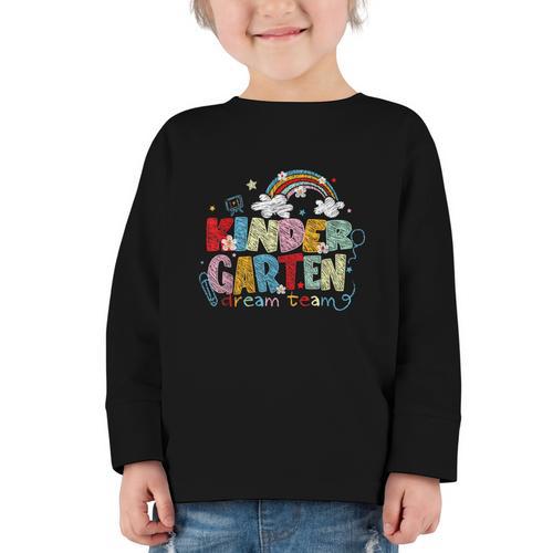 Rainbow Kindergarten Dream Painting Team Back To School Graphic Toddler Long Sleeve Tee - Savourry