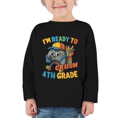 Ready For 4th Grade First Day Back To School Students Graphic Toddler Long Sleeve Tee - Savourry