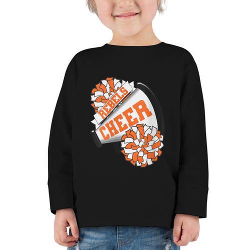 Rebels Cheer Back To School Cheerleading Spirit O Graphic Toddler Long Sleeve Tee - Savourry