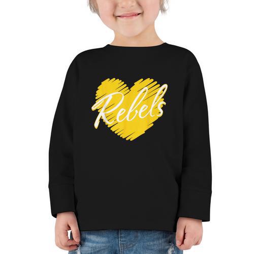 Rebels Heart Back To School Spirit GY Graphic Toddler Long Sleeve Tee - Savourry