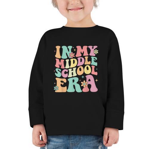 Retro Groovy In My Middle School Era Back To School Graphic Toddler Long Sleeve Tee - Savourry