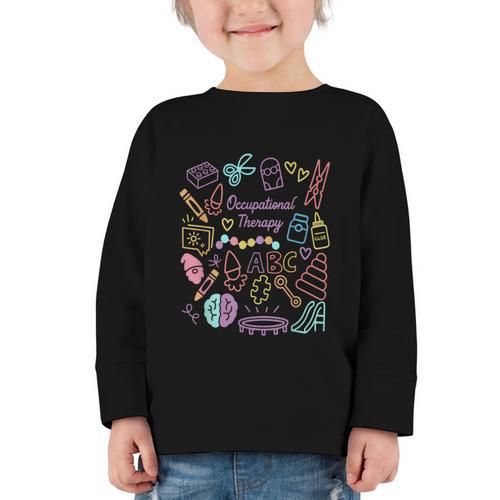 Retro Occupational Therapy Doodle Back To School Costume Graphic Toddler Long Sleeve Tee - Savourry