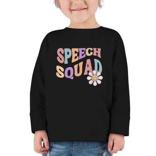Retro Speech Squad Back To School Speech Therapist SLP Graphic Toddler Long Sleeve Tee - Savourry