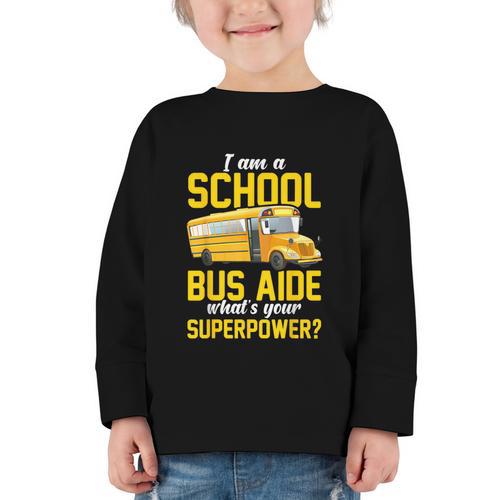 School Bus Aide Back To School Transport Bus Aide Graphic Toddler Long Sleeve Tee - Savourry