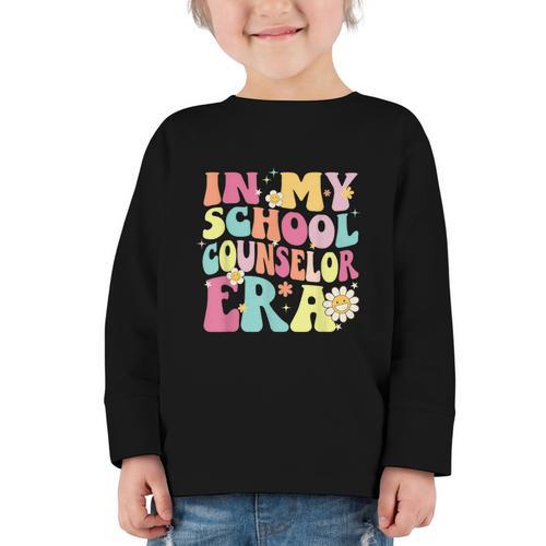 In My School Counselor Era Retro Back To School Counseling Graphic Toddler Long Sleeve Tee - Savourry