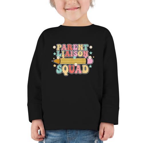School Parent Liaison Squad Retro Back To School Graphic Toddler Long Sleeve Tee - Savourry