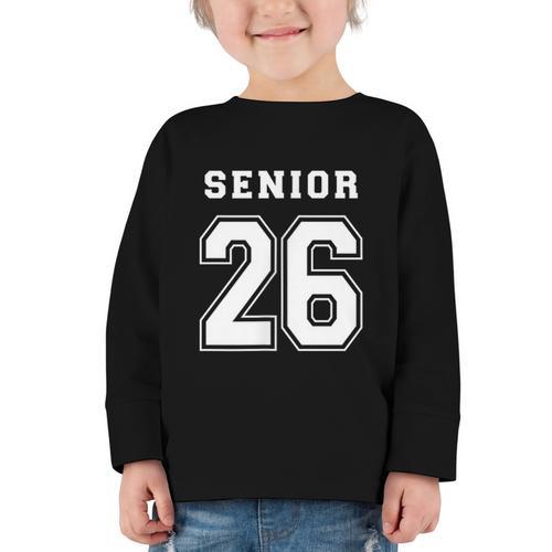 Senior 26 Class Of 2026 Front Back Grad Back To School Graphic Toddler Long Sleeve Tee - Savourry
