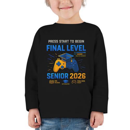 Senior Class Of 2026 Back To School Gamer Senior 2026 Graphic Toddler Long Sleeve Tee - Savourry