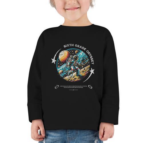 Sixth Grade Back To School Space Rocket Astronaut Graphic Toddler Long Sleeve Tee - Savourry