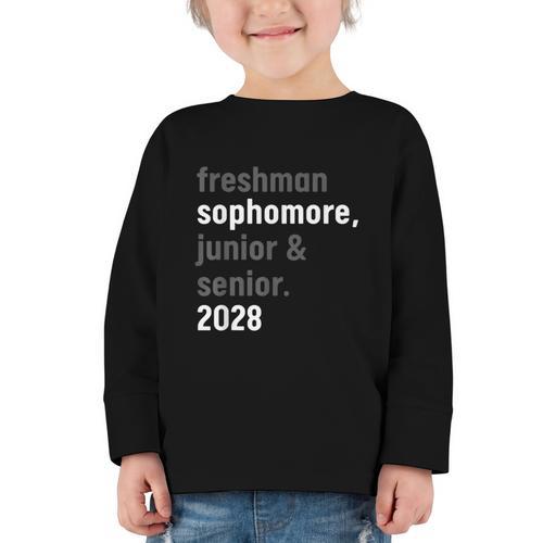 Sophomore Class Of 2028 Shirt Back To School High School Tee Graphic Toddler Long Sleeve Tee - Savourry