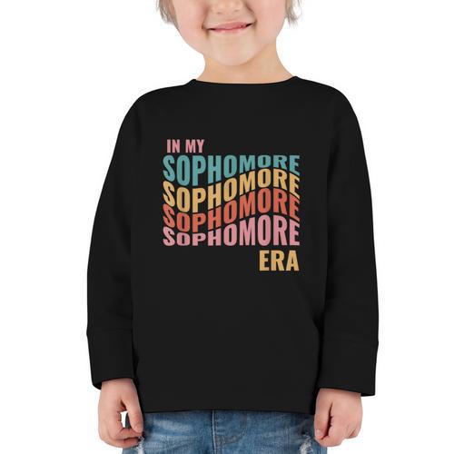 In My Sophomore Era High School 10th Grade Back To School Graphic Toddler Long Sleeve Tee - Savourry