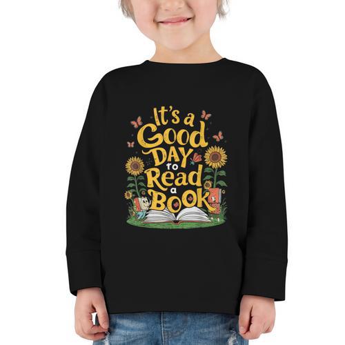 Student It's A Good Day To Read a Book Back To School Graphic Toddler Long Sleeve Tee - Savourry