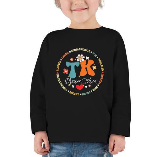 TK Dream Team Squad Transitional-Kindergarten Back To School Graphic Toddler Long Sleeve Tee - Savourry