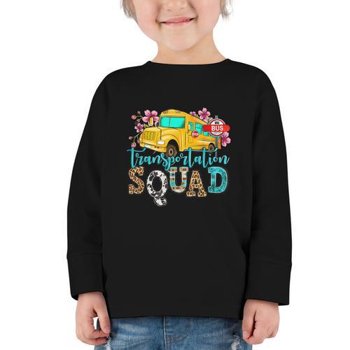 Transportation Squad Bus Driver School Bus Back To School Graphic Toddler Long Sleeve Tee - Savourry