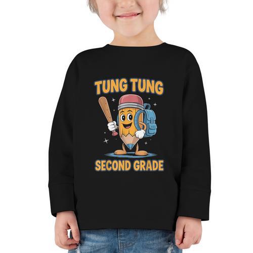 Tung Tung Sahur 2nd Grade Italian Brainrot Back To School Graphic Toddler Long Sleeve Tee - Savourry