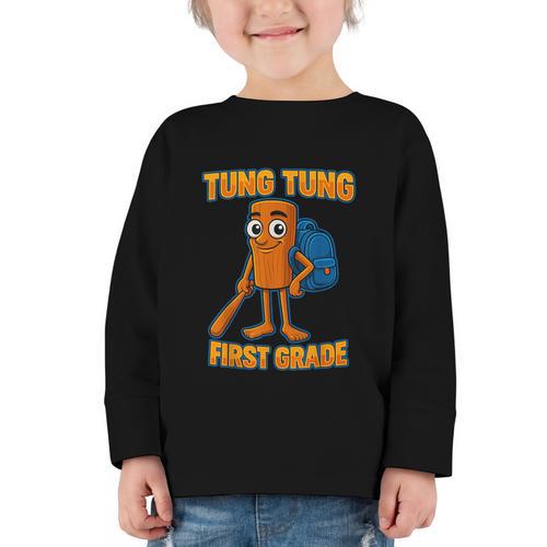Tung Tung Sahur First Grade Italian Brainrot Back To School Graphic Toddler Long Sleeve Tee - Savourry