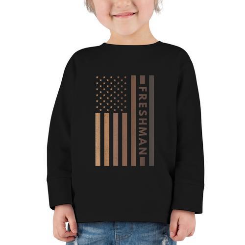 USA Flag Freshman 9th Ninth Grade Back To School Juneteenth Graphic Toddler Long Sleeve Tee - Savourry