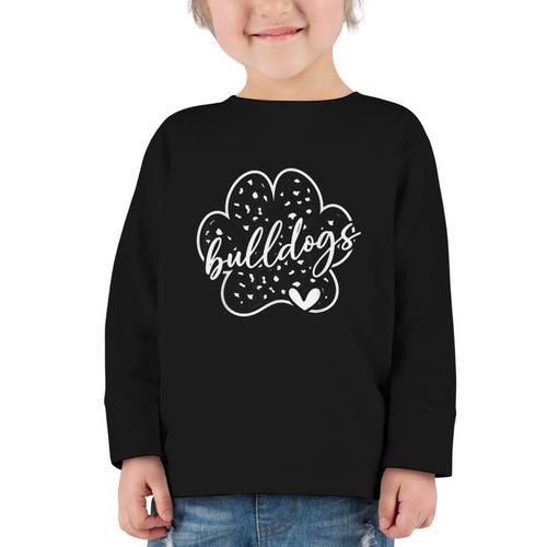 Vintage Bulldogs Team Pride School Spirit Back To School Graphic Toddler Long Sleeve Tee - Savourry