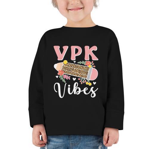 VPK Vibes First Day Of VPK Back To School Graphic Toddler Long Sleeve Tee - Savourry