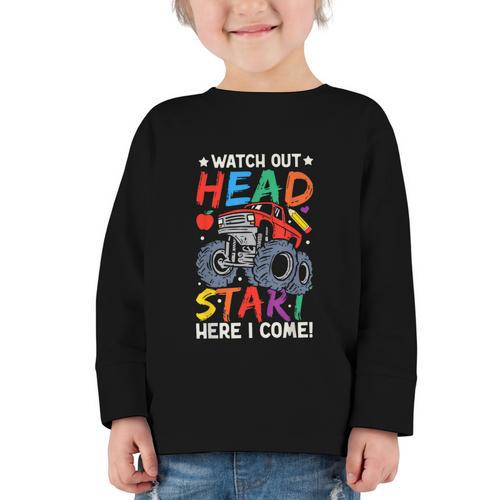 Watch Out HeadStart Here I Come Monster Truck Back To School Graphic Toddler Long Sleeve Tee - Savourry