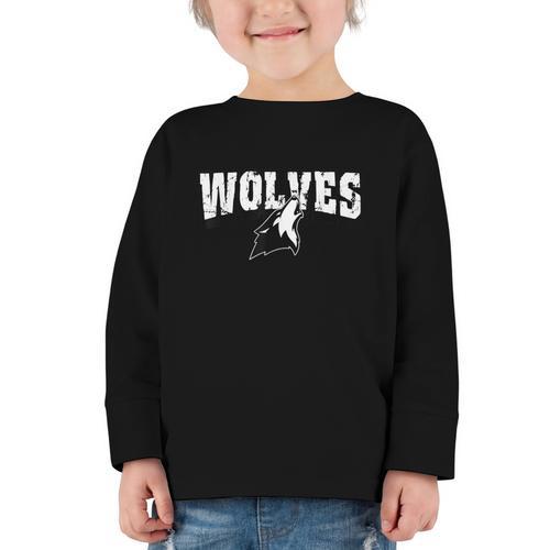 Wolves Back To School Spirit Graphic Toddler Long Sleeve Tee - Savourry
