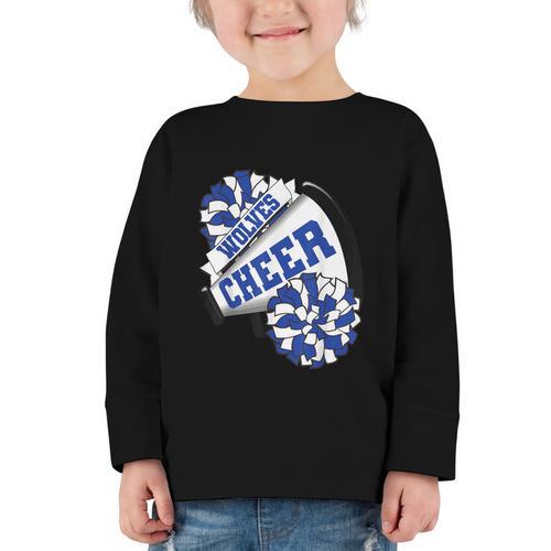 Wolves Cheer Back To School Cheerleading Spirit B Graphic Toddler Long Sleeve Tee - Savourry