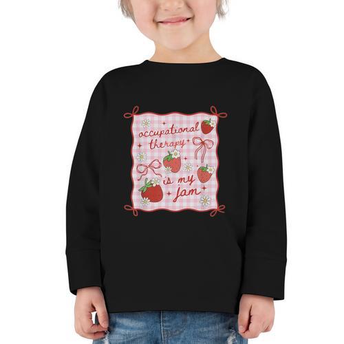 Women Occupational Therapy Cute Strawberry OT Back To School Graphic Toddler Long Sleeve Tee - Savourry