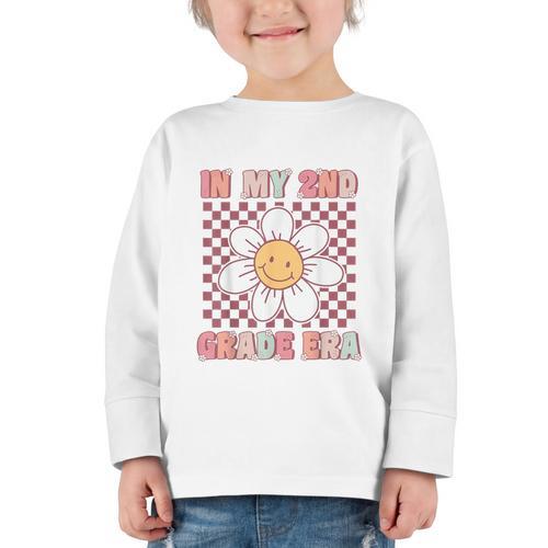 In My 2nd Grade Era Cute Groovy Second Grade Back To School Graphic Toddler Long Sleeve Tee - Savourry