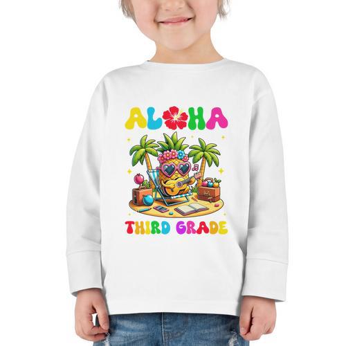 Aloha Third Grade Pineapple Hawaii Back To School Kids Girl Performance Graphic Toddler Long Sleeve Tee - Savourry