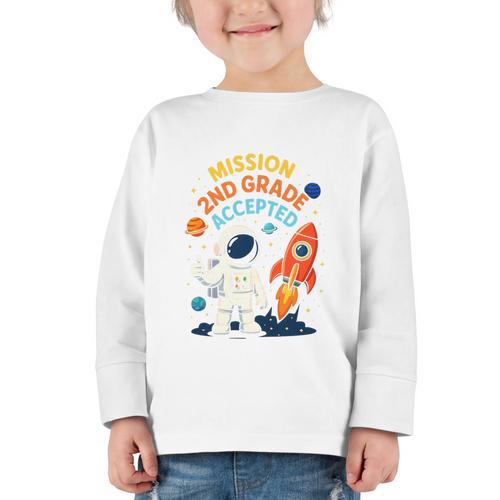 Back To School Mission Second 2nd Grade Accepted Astronaut Premium Tri-Blend Graphic Toddler Long Sleeve Tee - Savourry