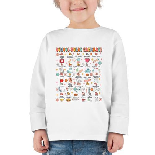 Back To School School Nurse Alphabet School Nurse Life Graphic Toddler Long Sleeve Tee - Savourry