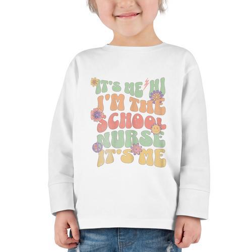 Back To School Nurse It's Me Hi I'm The School Nurse Graphic Toddler Long Sleeve Tee - Savourry